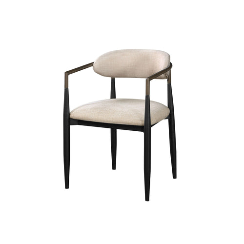 Set of 2 Beige and Black Armchair with Open Back-0