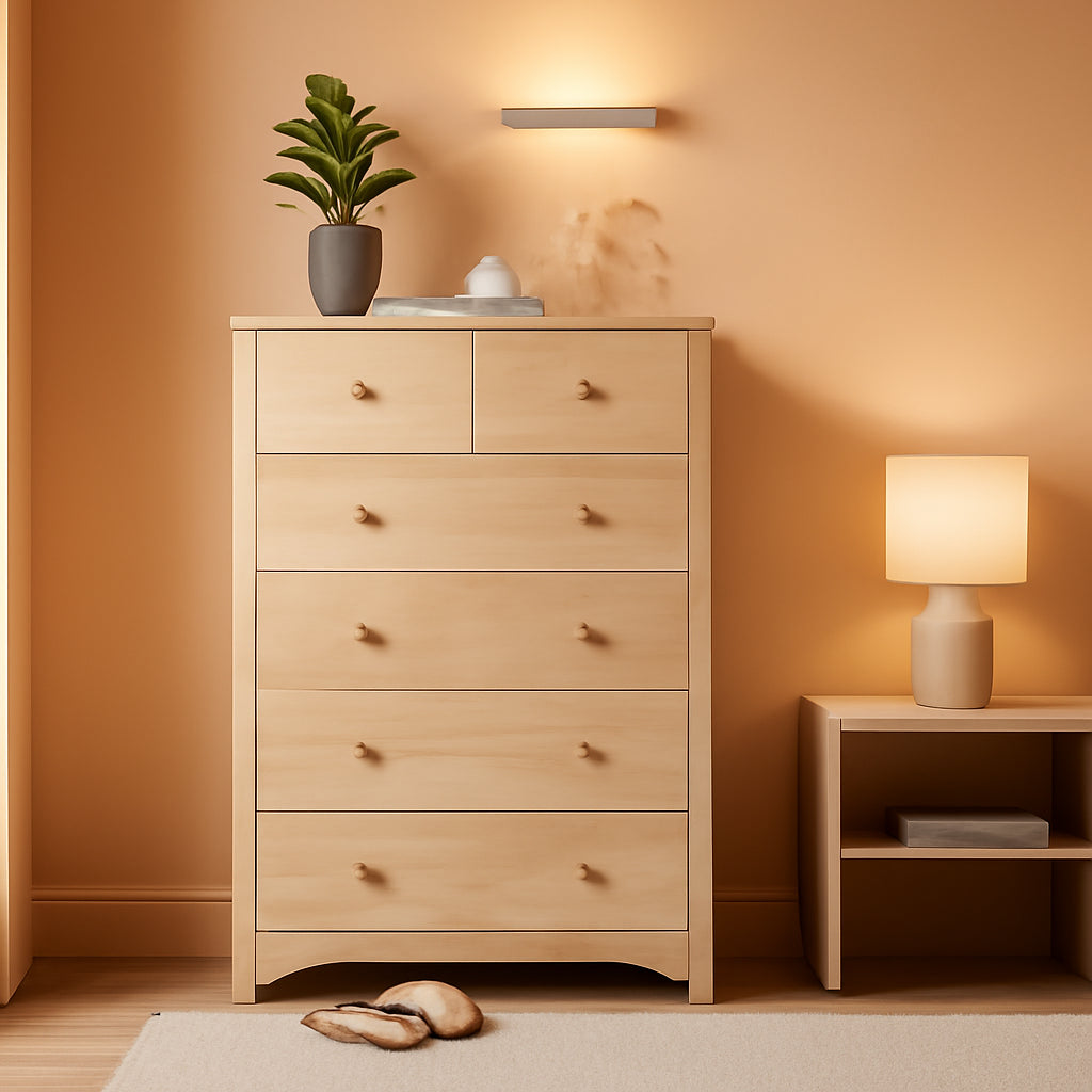 Unfinished Rubber Wood Six Drawer Dresser For DIY Finish-0