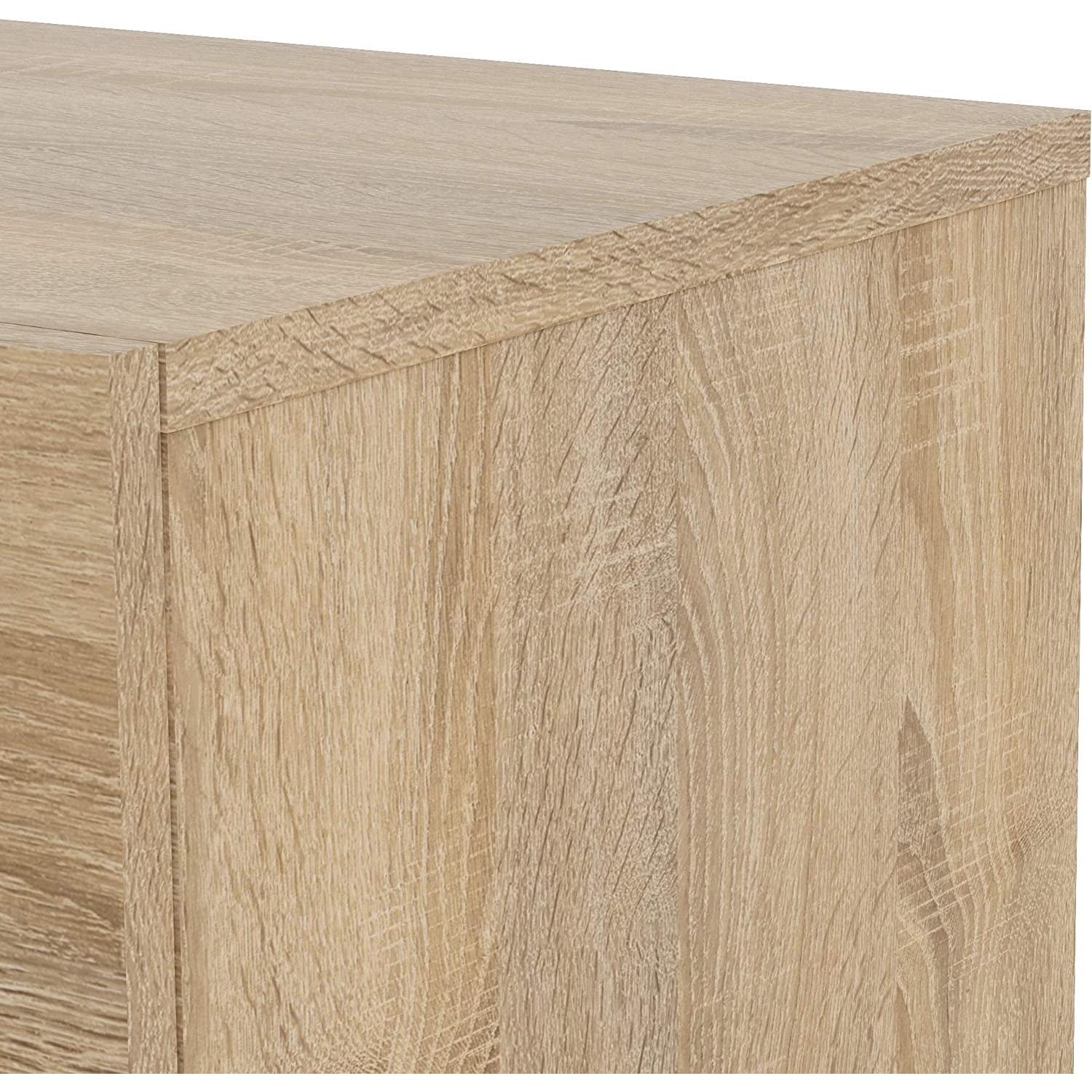 Oak Structure Four Drawer Chest With Silver Bar Handles-3