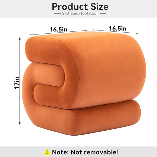 Orange Contemporary Premium S Shape Ottoman Footstool-1