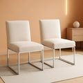 Cream Upholstered Modern Dining Chairs Mid Century SetOf2-0