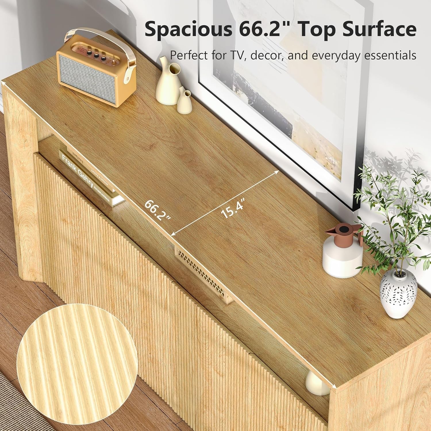 PremiumQuality Oak TV Entertainment Center With LEDs-2