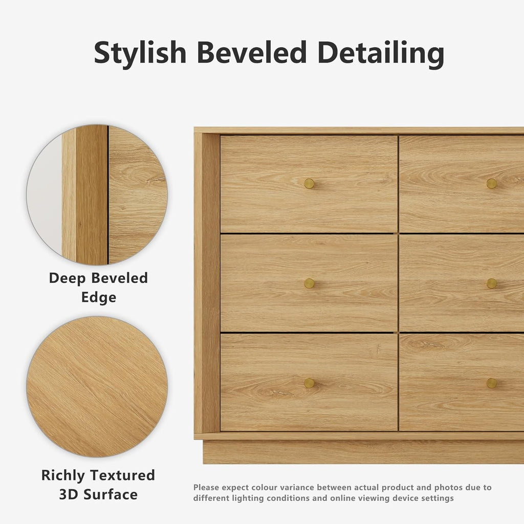 Nine Drawer Dresser 55 Inch Golden Oak UltraWoodgrain-3