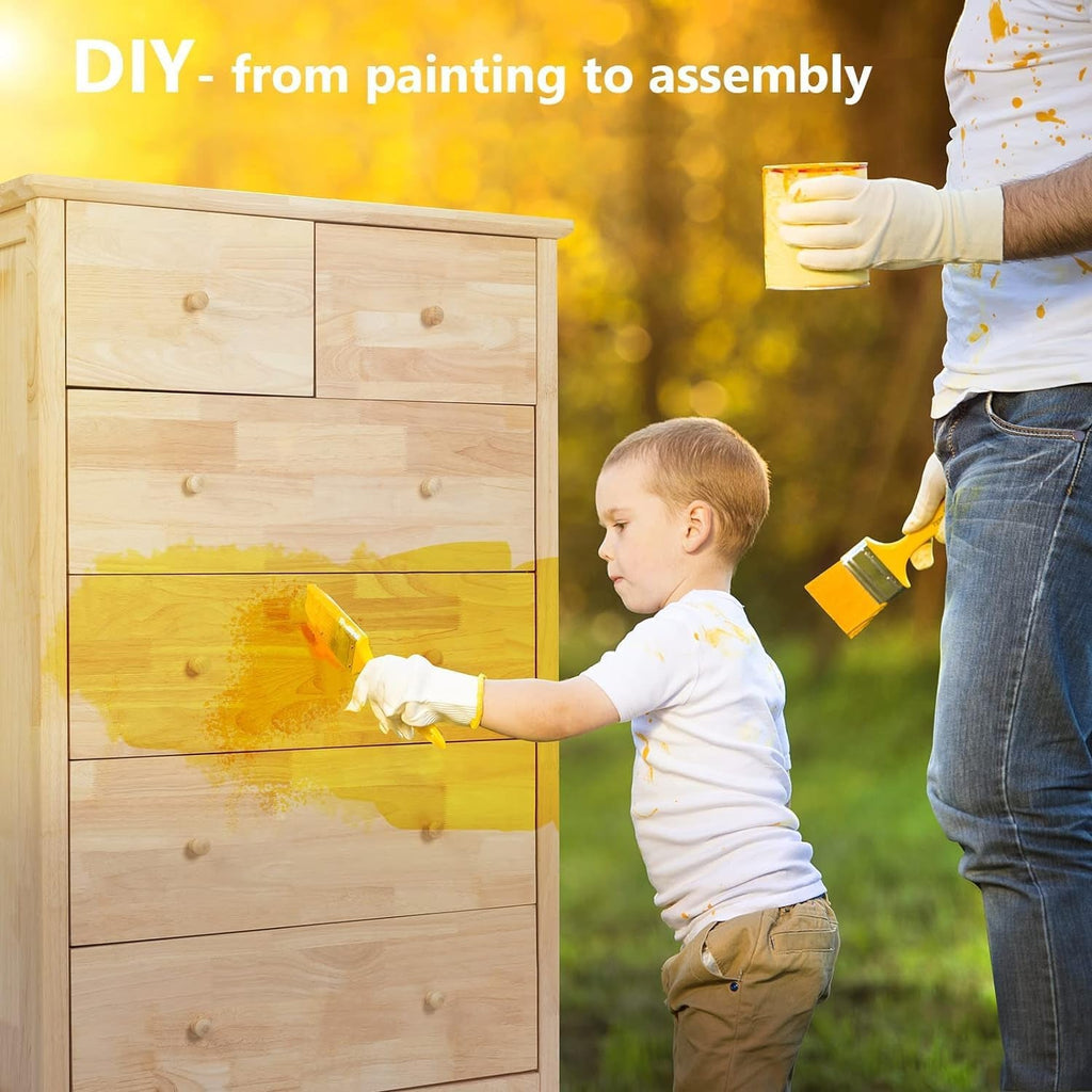 Unfinished Rubber Wood Six Drawer Dresser For DIY Finish-3