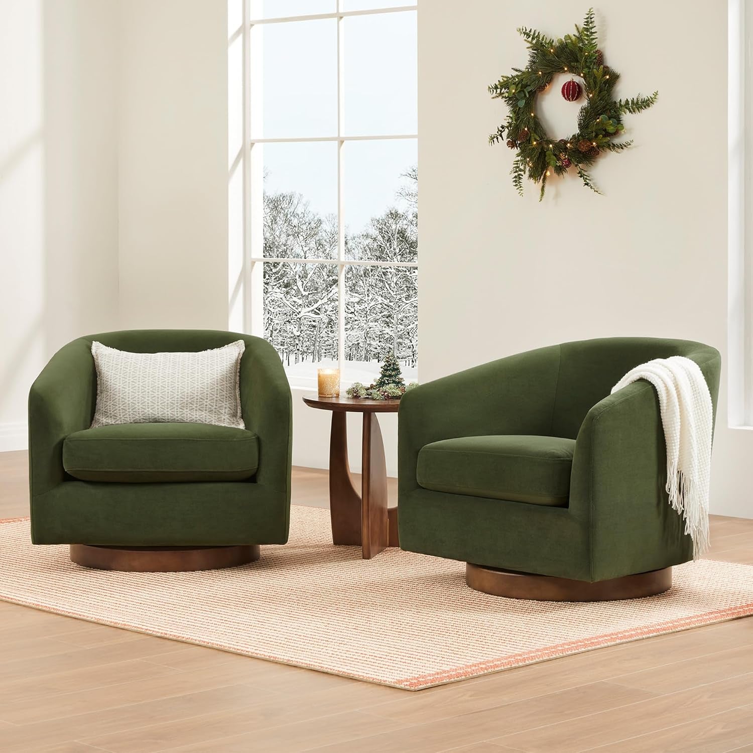 Forest Green Velvet Swivel Upholstered Armchair FSC-1
