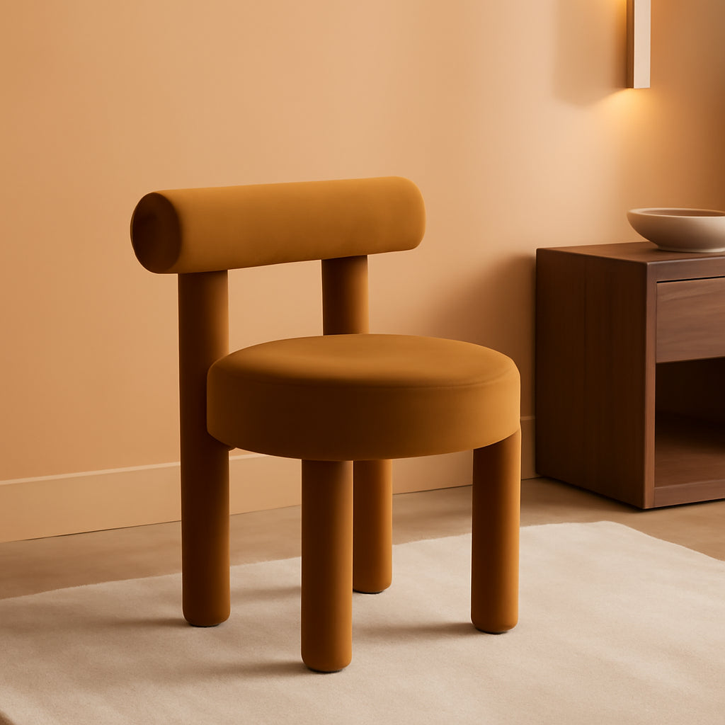 Velvet Upholstered Armless Dining Chairs Yellowish Brown