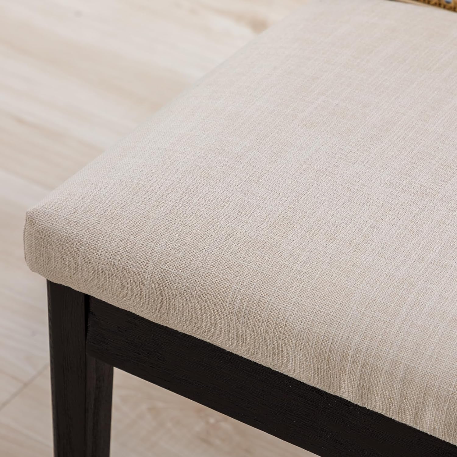 Rattan Dining Chairs Set Of Six Two Tone Black Cream Finish-4