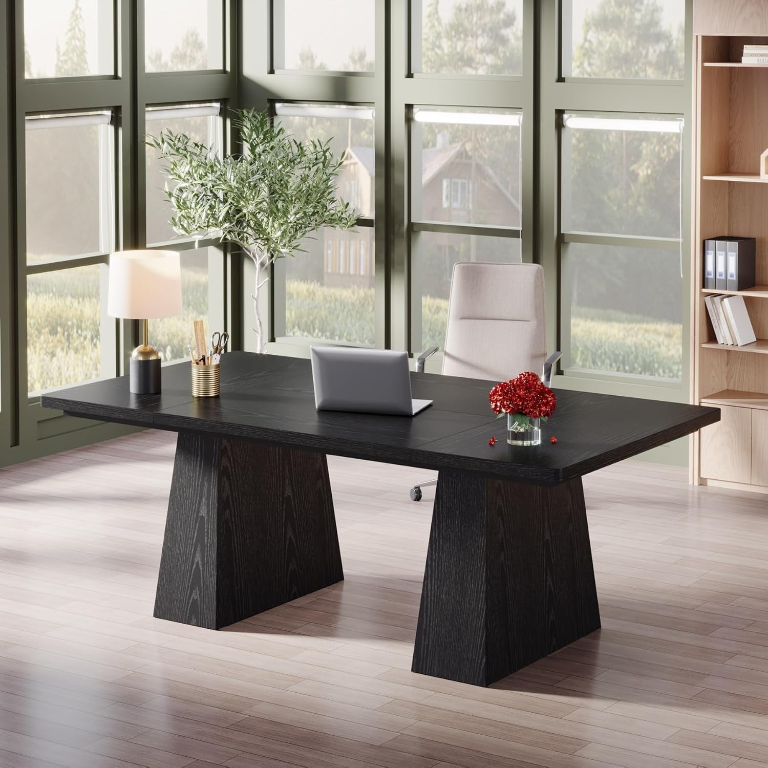 63-Inch Modern Executive Desk Featuring Dual Pedestal-4