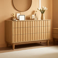 Fluted Six Drawer Dresser Walnut Finish FiftyThreeInchWide-0