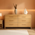 Curved Dresser 54Inch Oak Finish Contemporary Storage-0