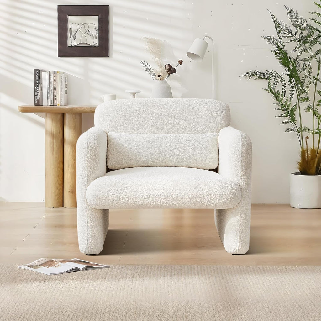 LuxuriousAndComfortable Lambswool Fabric Accent Chair With Arms-3