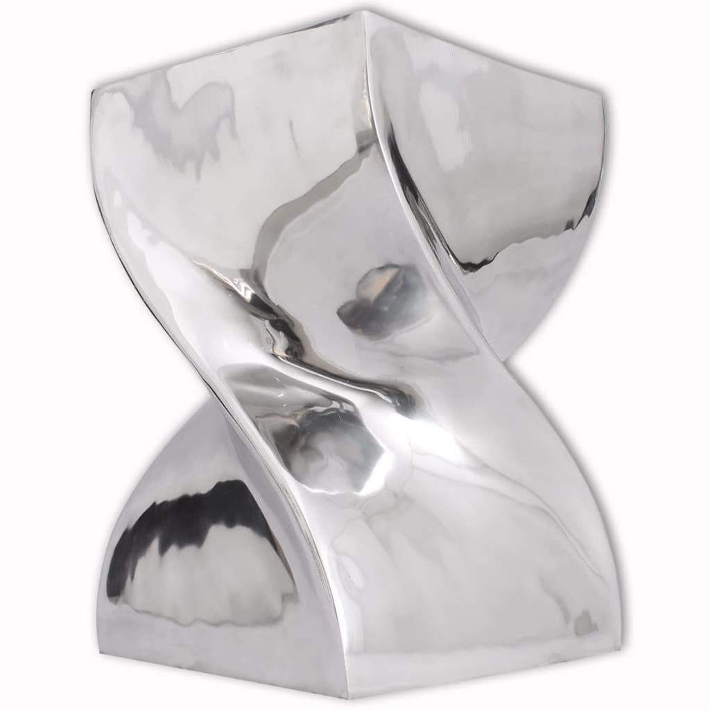 NNEVL Stool/Side Table Twisted Shape Aluminium Silver
