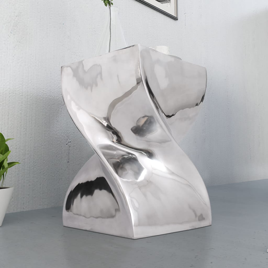 NNEVL Stool/Side Table Twisted Shape Aluminium Silver-1