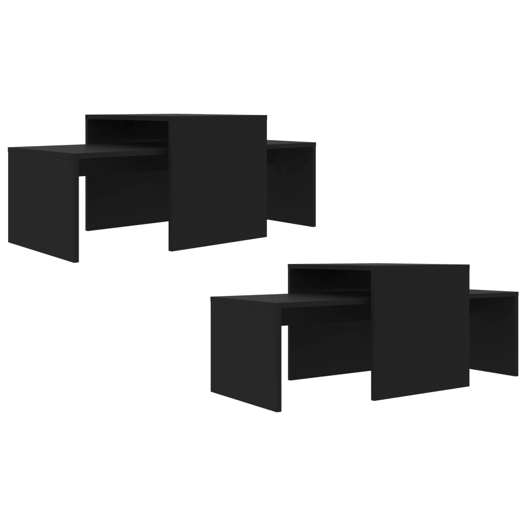 NNEVL Coffee Table Set Black 100x48x40 cm Chipboard-4