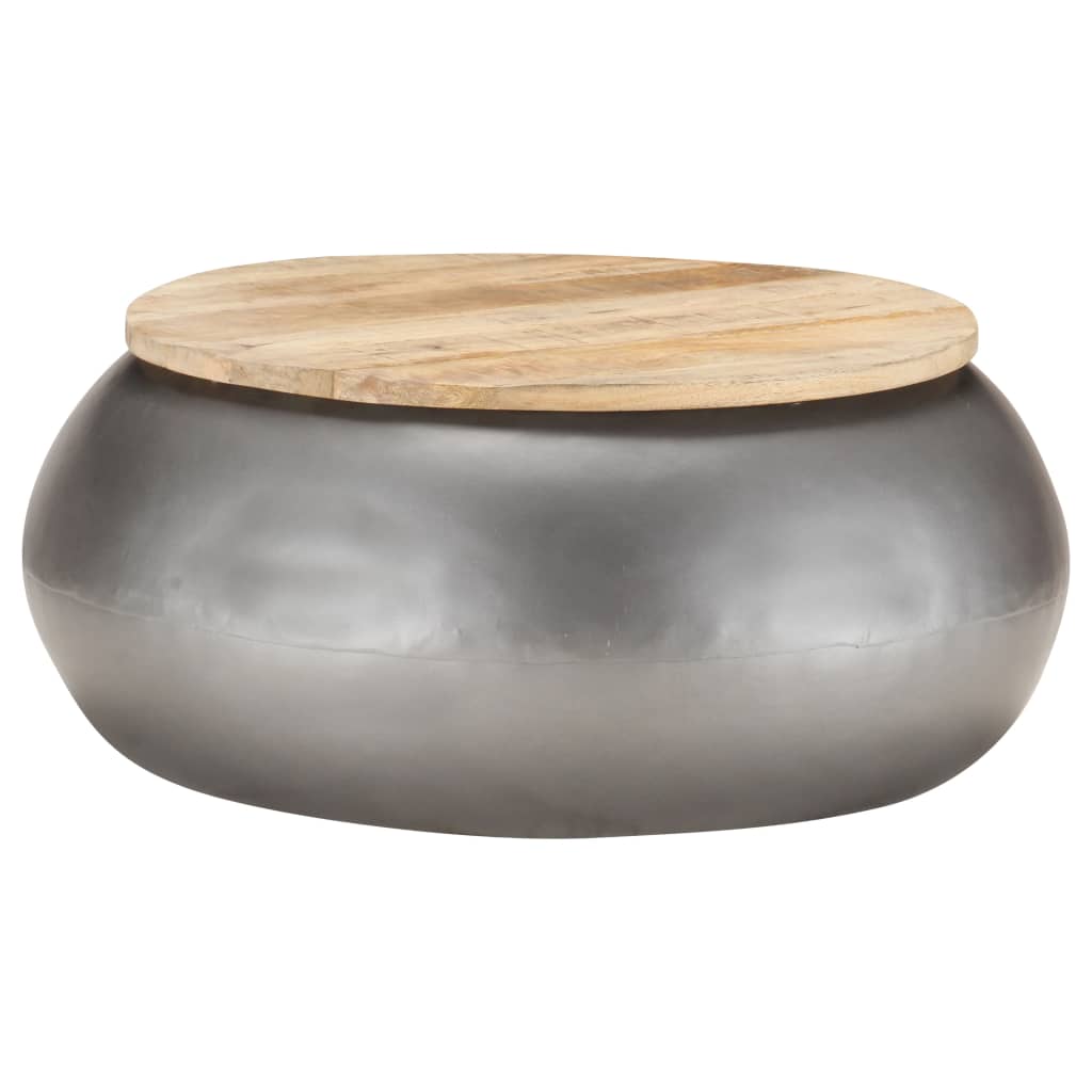 NNEVL Coffee Table Grey 68x68x30 cm Solid Mango Wood-0