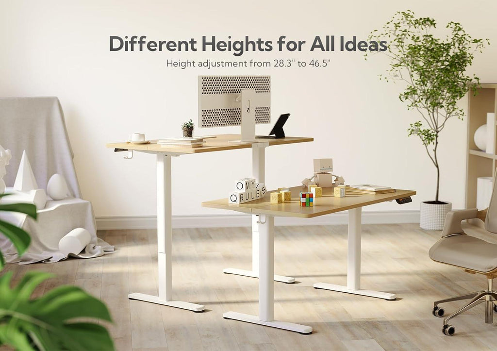 Electric Standing Desk 48X24 Inches White Height Adjustable-3