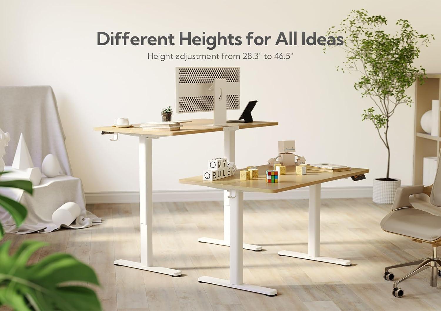 Electric Standing Desk 48X24 Inches White Height Adjustable-3