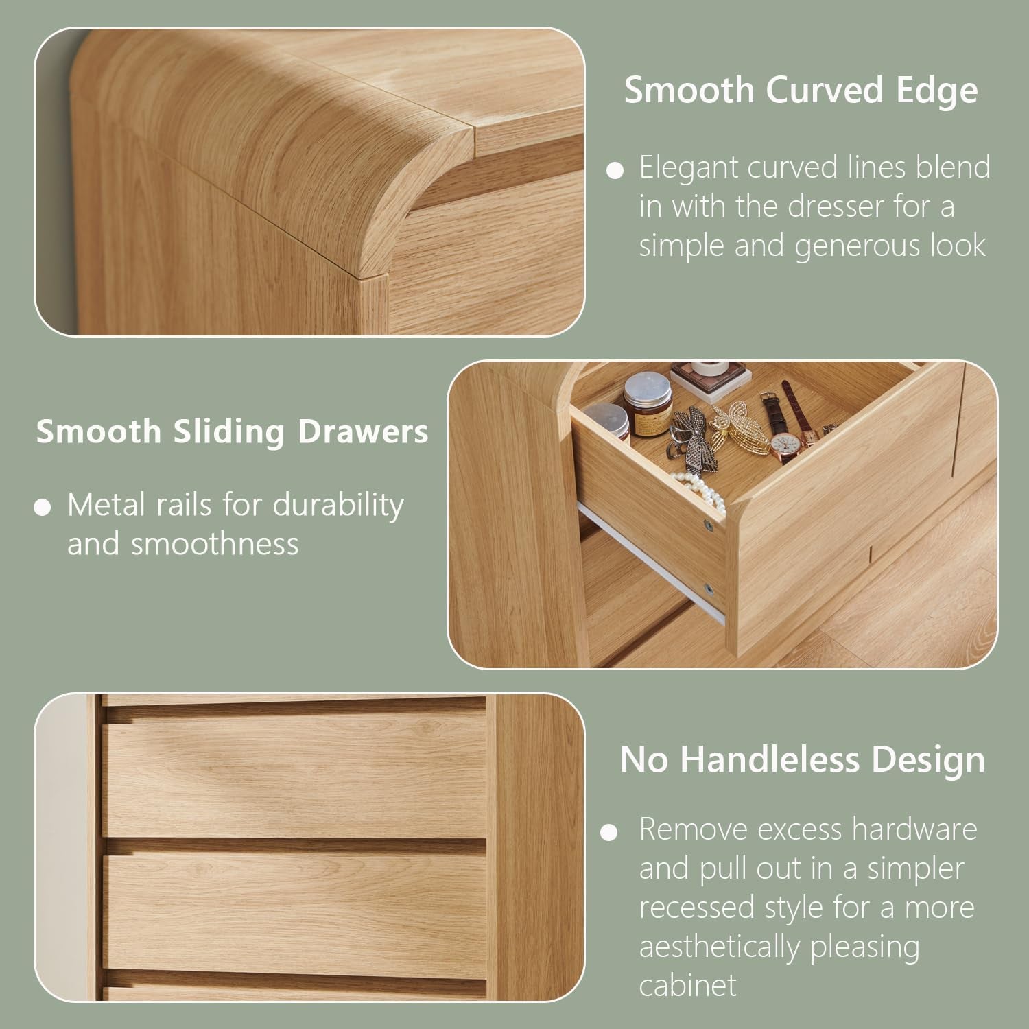Contemporary Oak Seven Drawer Dresser With Textured Surface-4