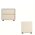 Bedside Table w/ Fabric Drawers - White-0