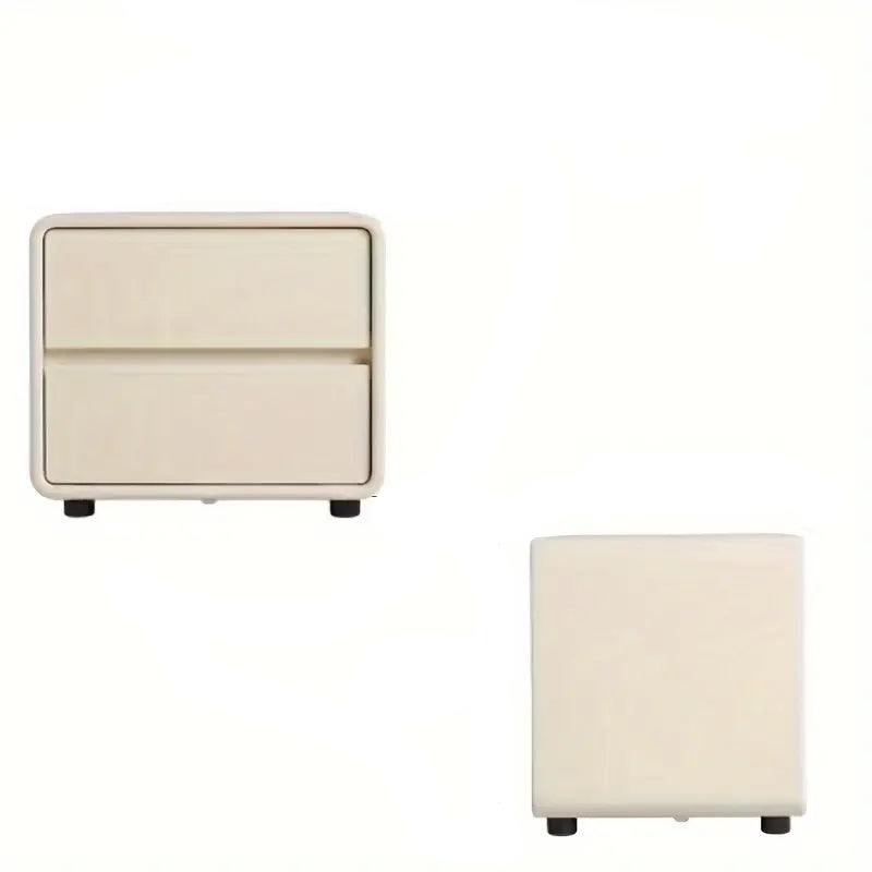 Bedside Table w/ Fabric Drawers - White-0