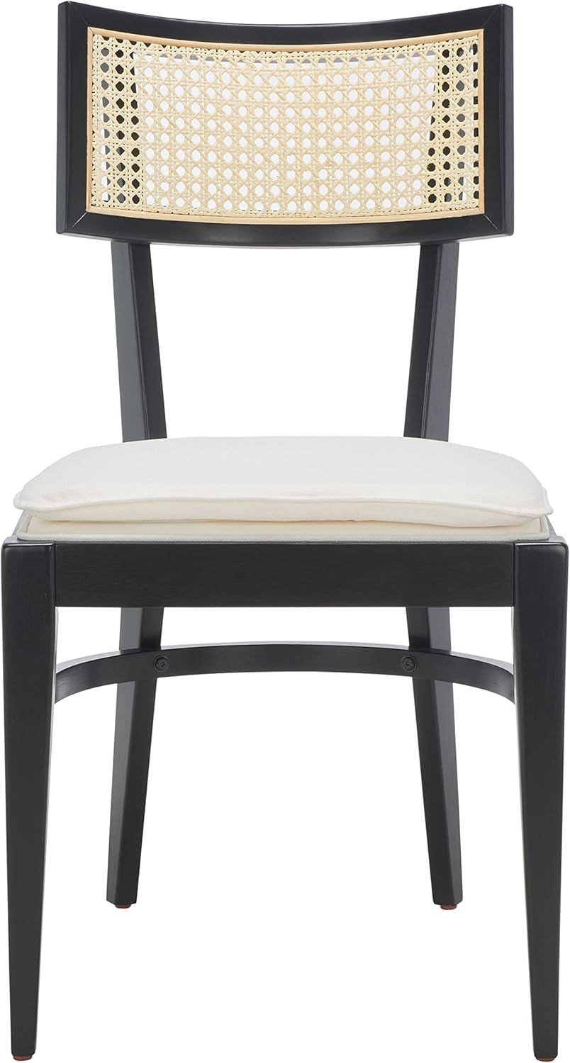 Galway Coastal Dining Chair Black Frame Cane Seat Cushion-3