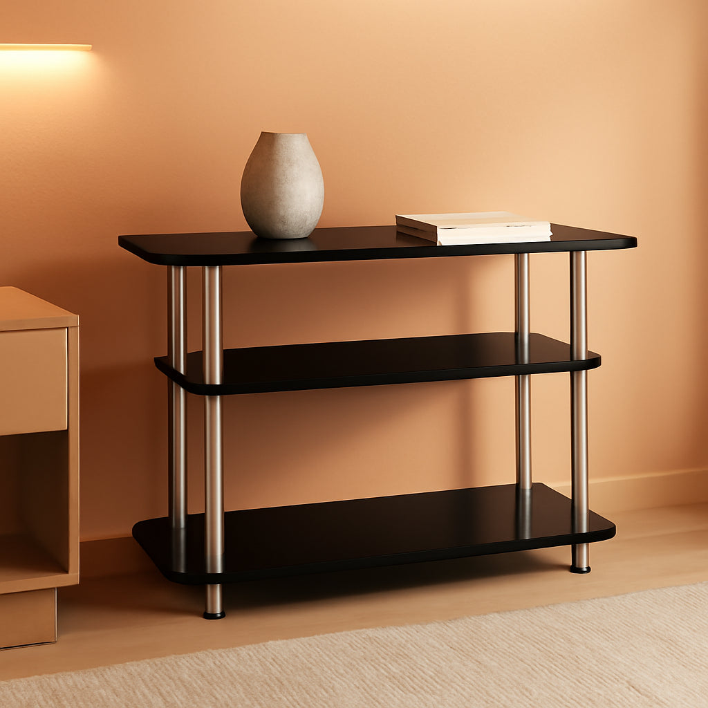 FortySixInch TV Stand NoTools Stainless Steel Frame Black Finish-0