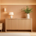 61 Inch Oak Sideboard Cabinet With Adjustable Shelves-0