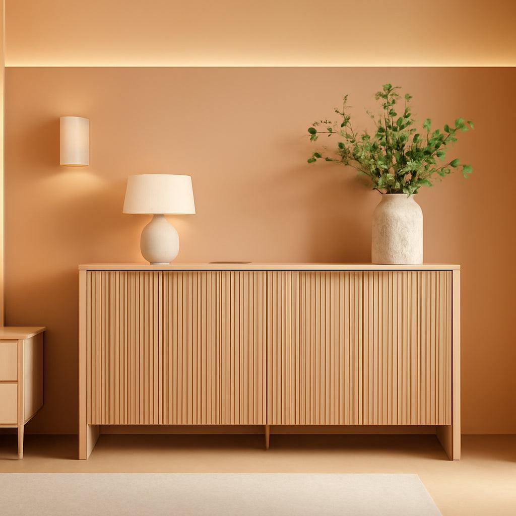 61 Inch Oak Sideboard Cabinet With Adjustable Shelves-0