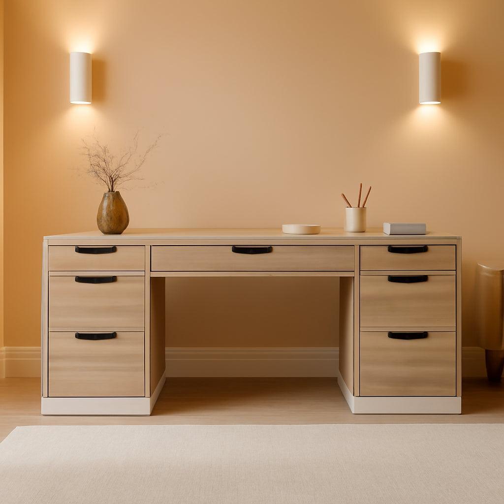 54 Inch Computer Desk With Storage Drawers White Walnut-0