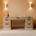 54 Inch Computer Desk With Storage Drawers White Walnut-0