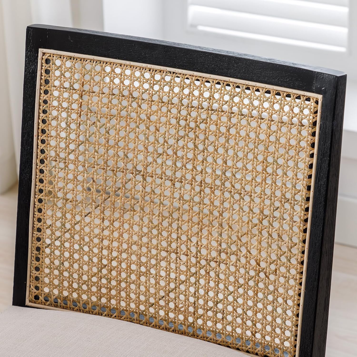 Rattan Dining Chairs Set Of Six Two Tone Black Cream Finish-3