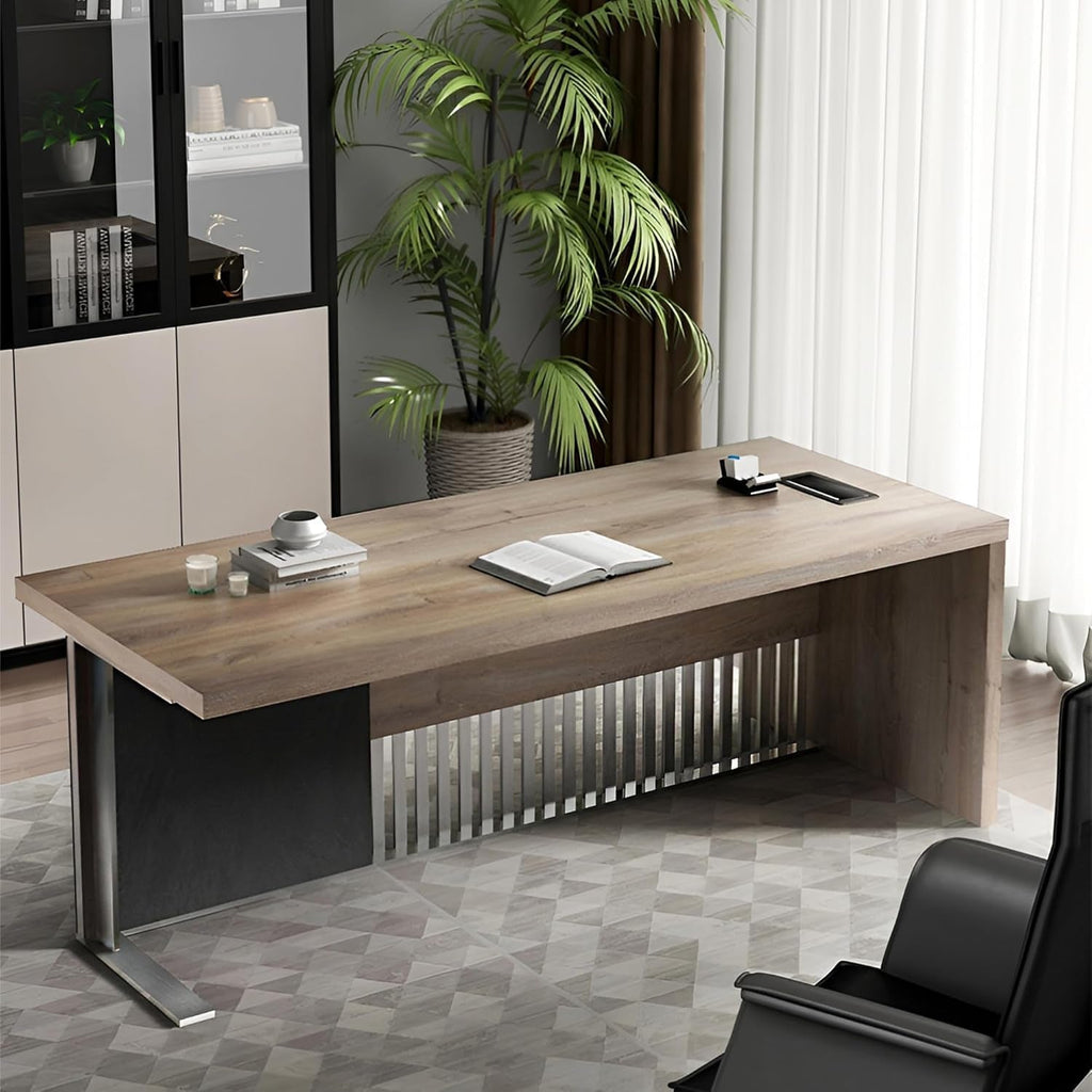 63 Inch Executive Office Desk Stainless Steel Frame-4