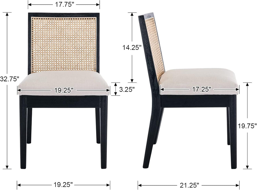 Rattan Dining Chairs Set Of Six Two Tone Black Cream Finish-1