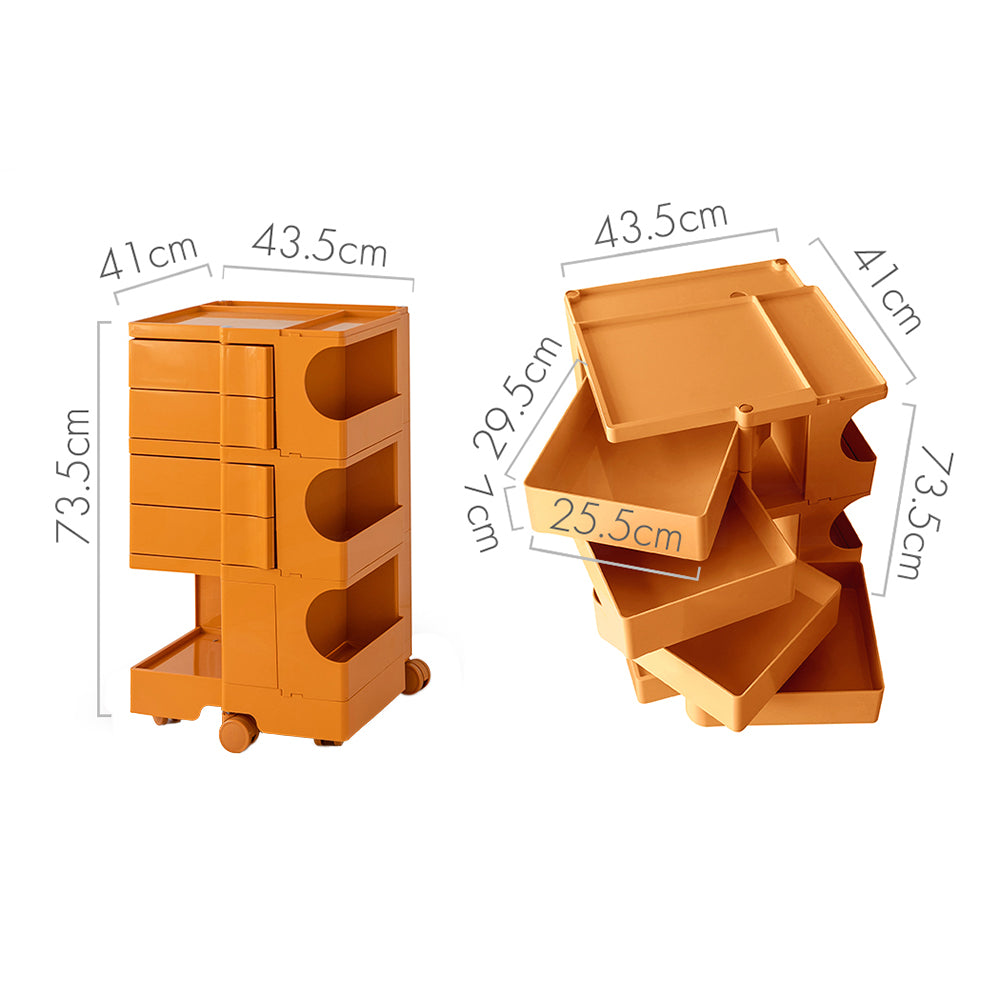 NNEDSZ Bedside Table Side Tables Nightstand Organizer Replica Boby Trolley 5Tier Orange-1