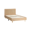 NNEED Wooden Bed Frame King Single Rattan Headboard-0