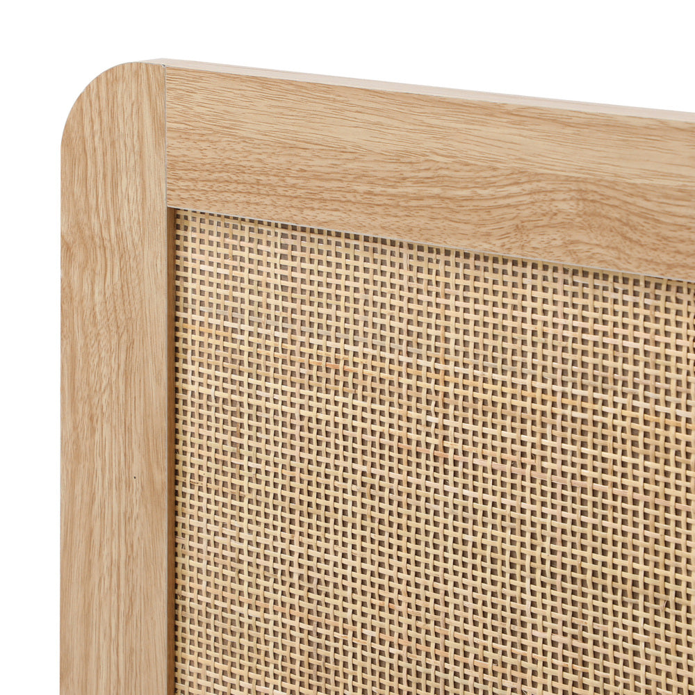 NNEED Wooden Bed Frame King Single Rattan Headboard-2
