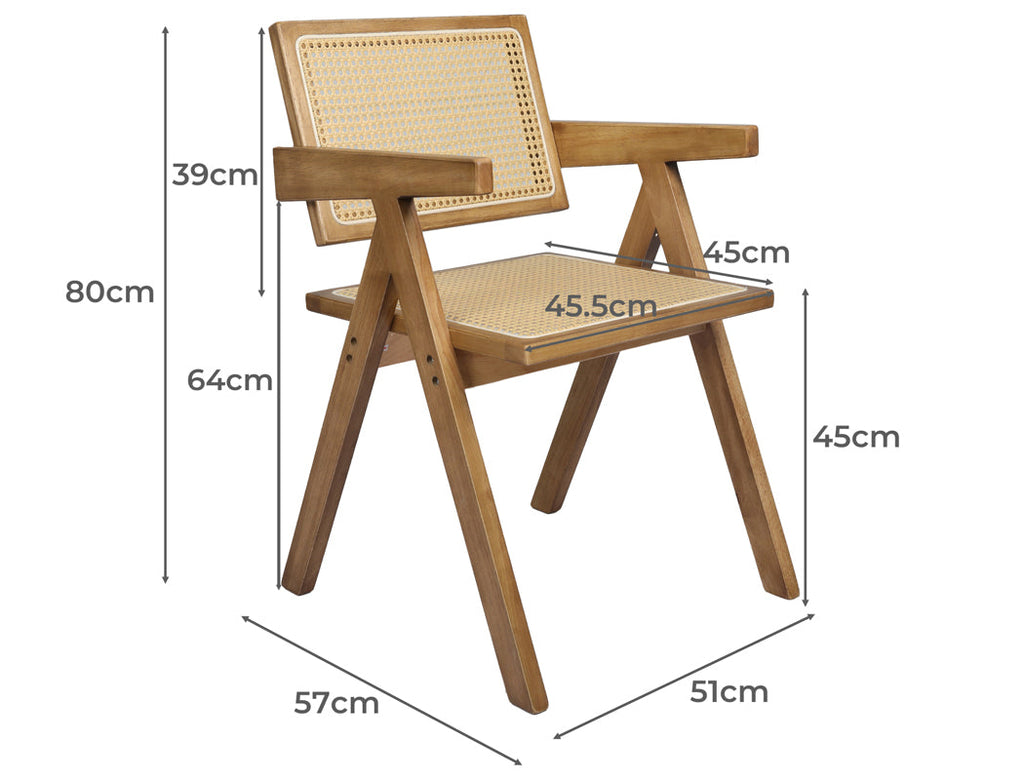 Levede 4x Dining Chair Solid Wood Rattan-1