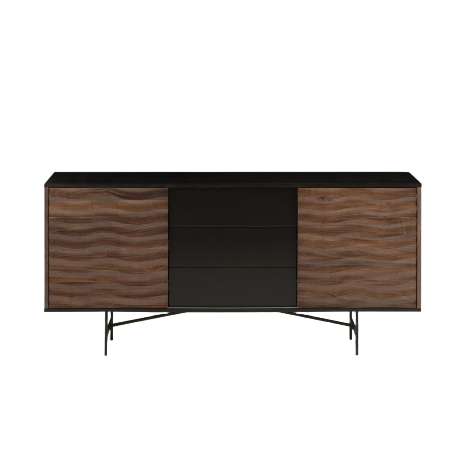 Swell Walnut & Charcoal Sideboard
