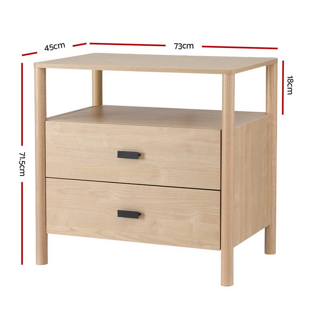 NNEDSZ Artiss Bedside Table Nightstand 2 Drawers - Pine-1