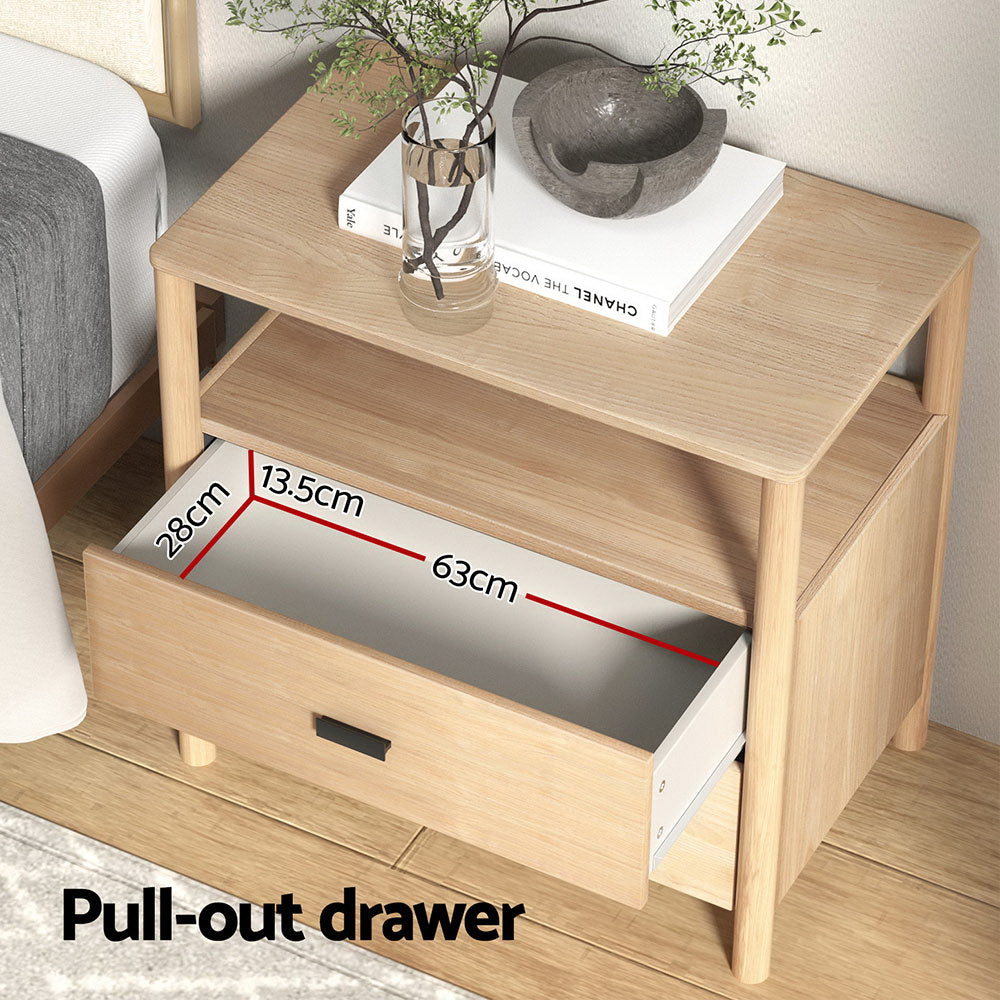 NNEDSZ Artiss Bedside Table Nightstand 2 Drawers - Pine-3