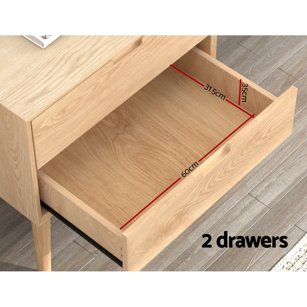 NNEDSZ Artiss Bedside Table Drawers Side End Table Storage Cabinet Nightstand Oak GINO-3