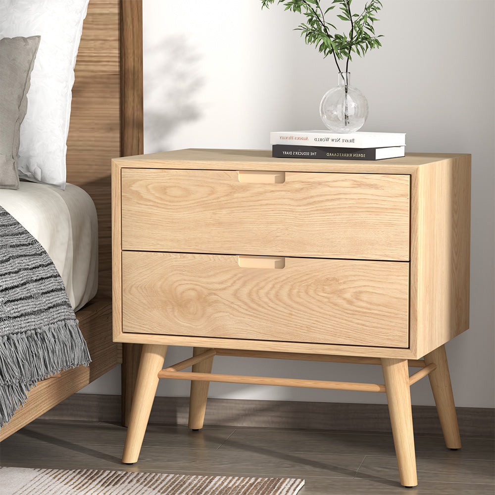 NNEDSZ Artiss Bedside Table Drawers Side End Table Storage Cabinet Nightstand Oak GINO-0