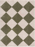 Arilla Green Washable Diamond Area Rug