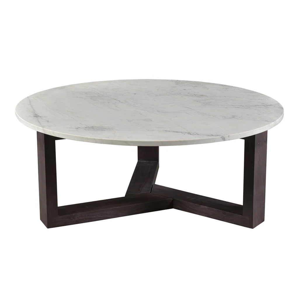 Jinxx Coffee Table - Marble Top w/ Dark Wood Base