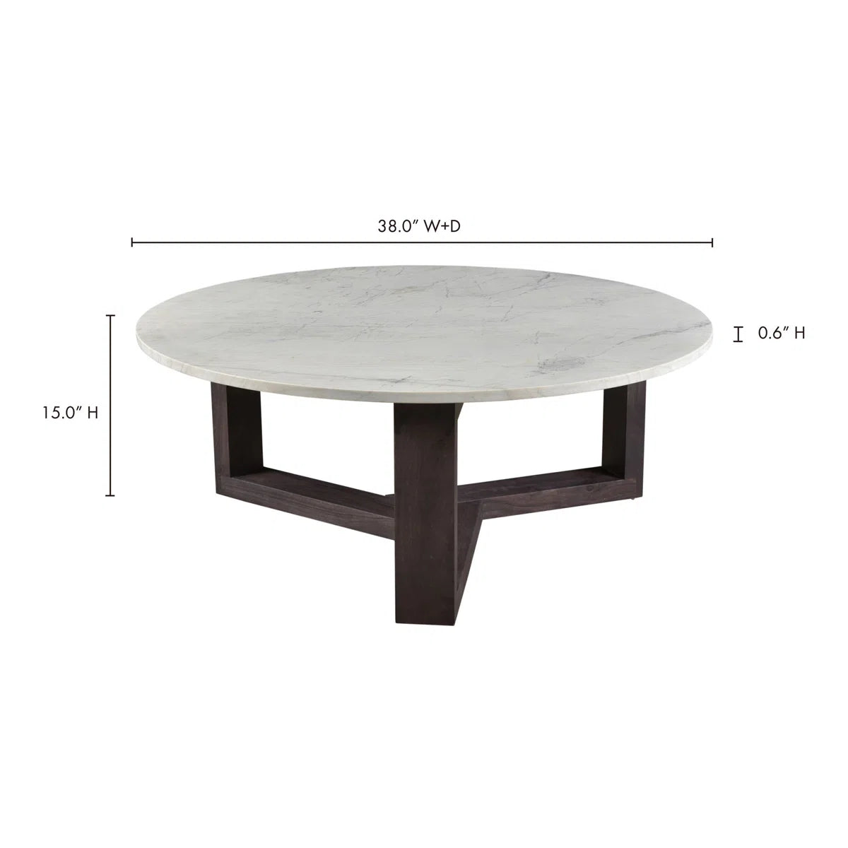Jinxx Coffee Table - Marble Top w/ Dark Wood Base