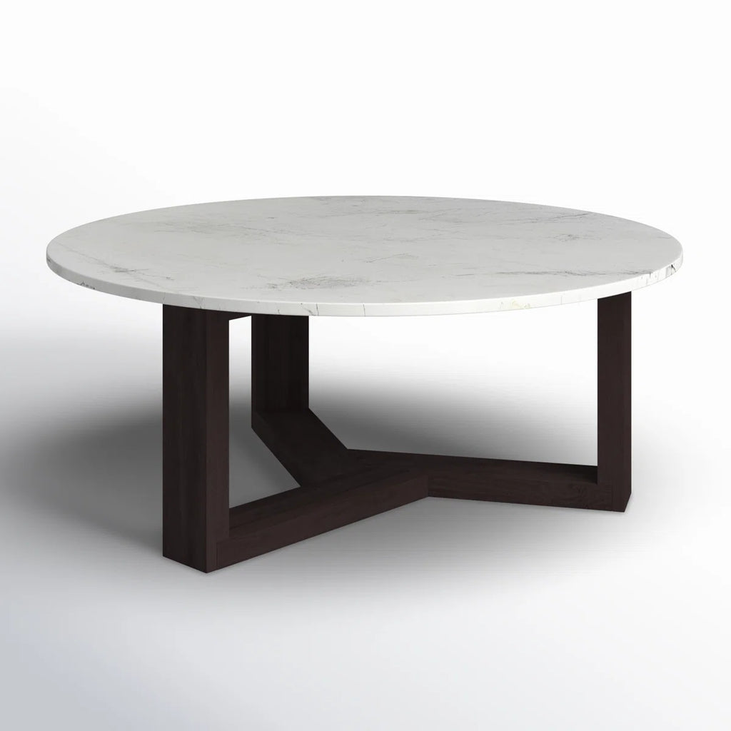 Jinxx Coffee Table - Marble Top w/ Dark Wood Base