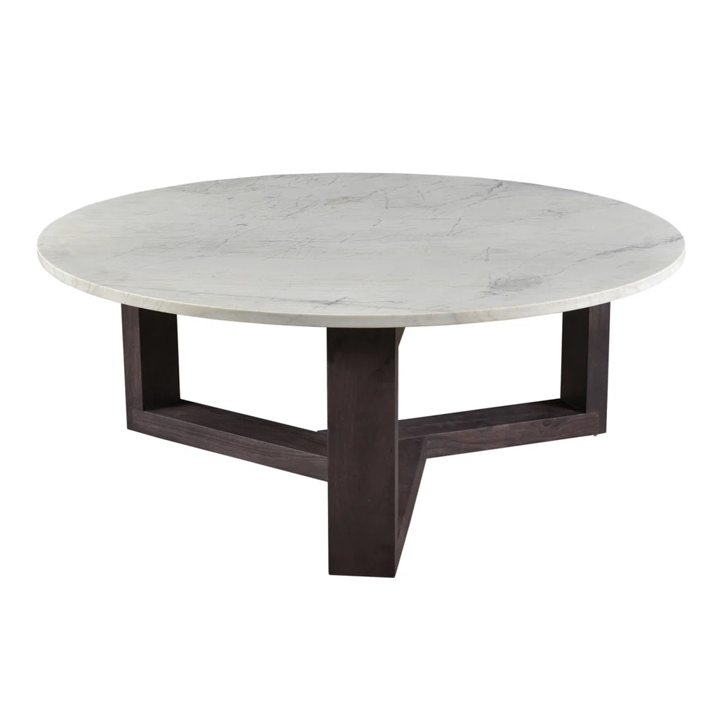 Jinxx Coffee Table - Marble Top w/ Dark Wood Base