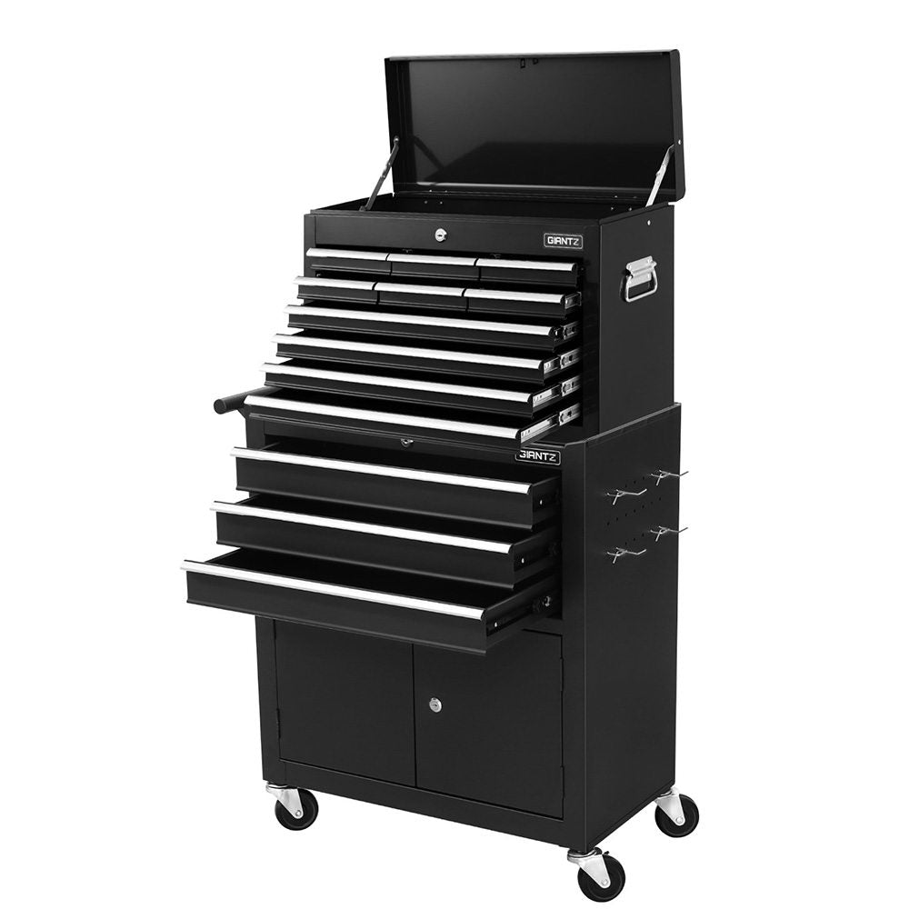 Giantz 13 Drawer Tool Box Cabinet Chest Toolbox Storage Garage Organiser Black-0