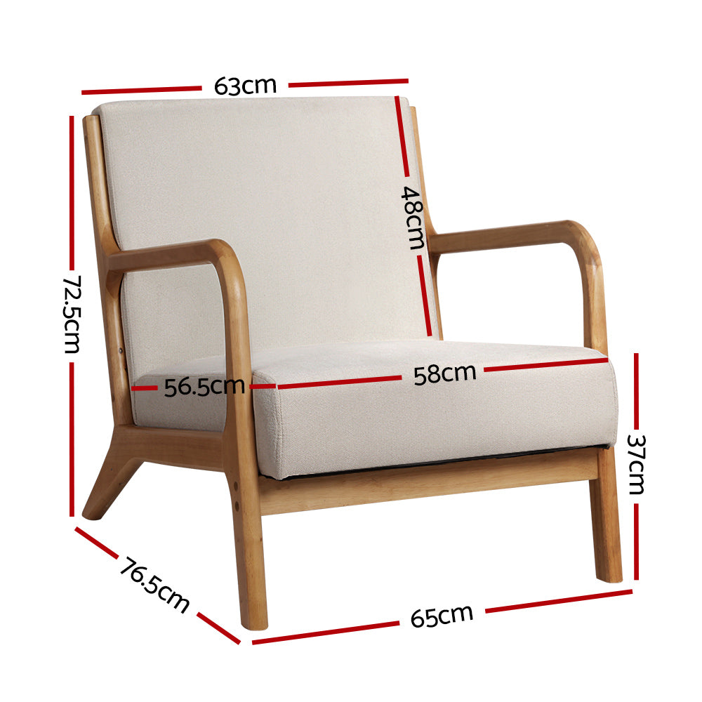 Artiss 2X Armchair Faux Fabric Beige-1