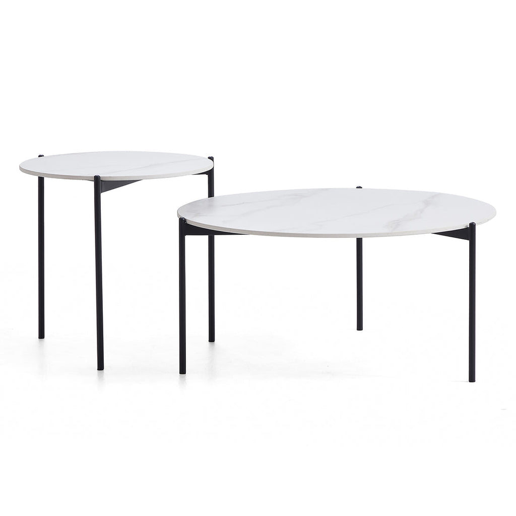 NNEDSZ Interior Ave - Bianco Nested Coffee Table Set - White Marble Stone-1